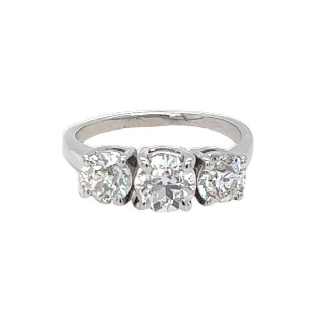 Old European Cut Three Stone Diamond Ring