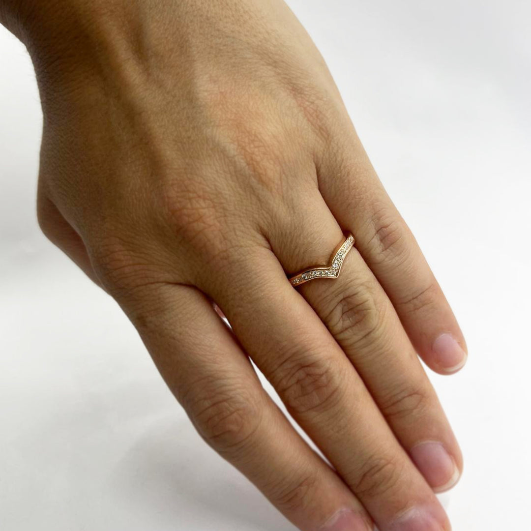 Diamond Rose Gold V Ring