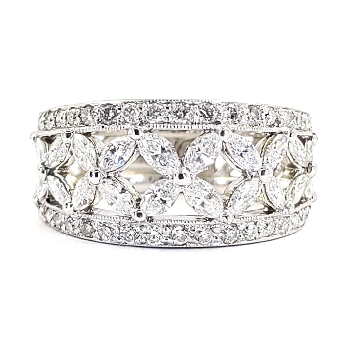 Wide Diamond Flower Band