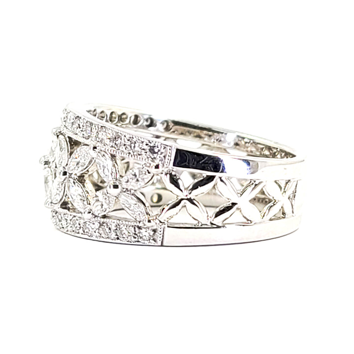 Wide Diamond Flower Band