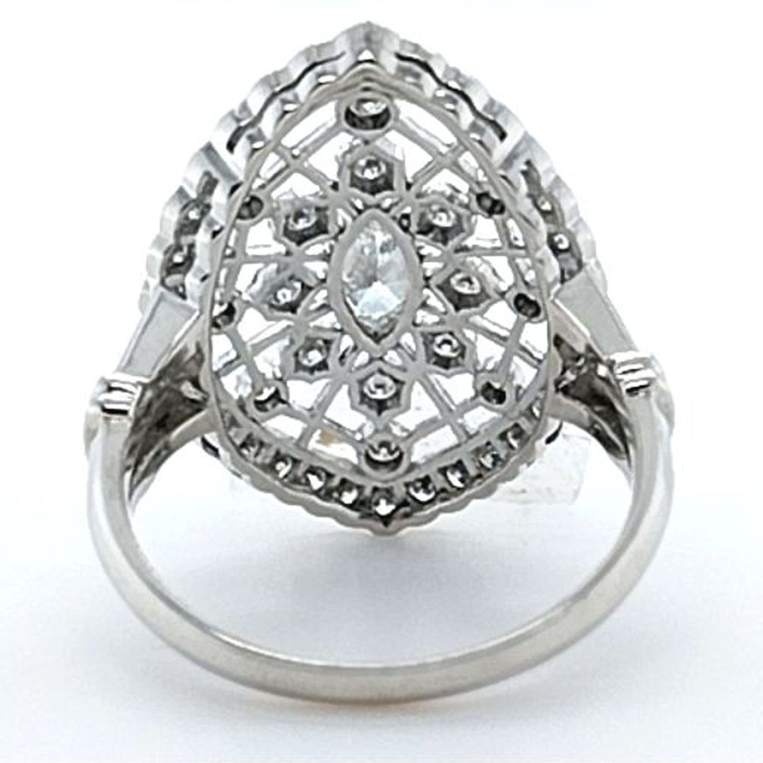 Art Deco Revival Navette Ring