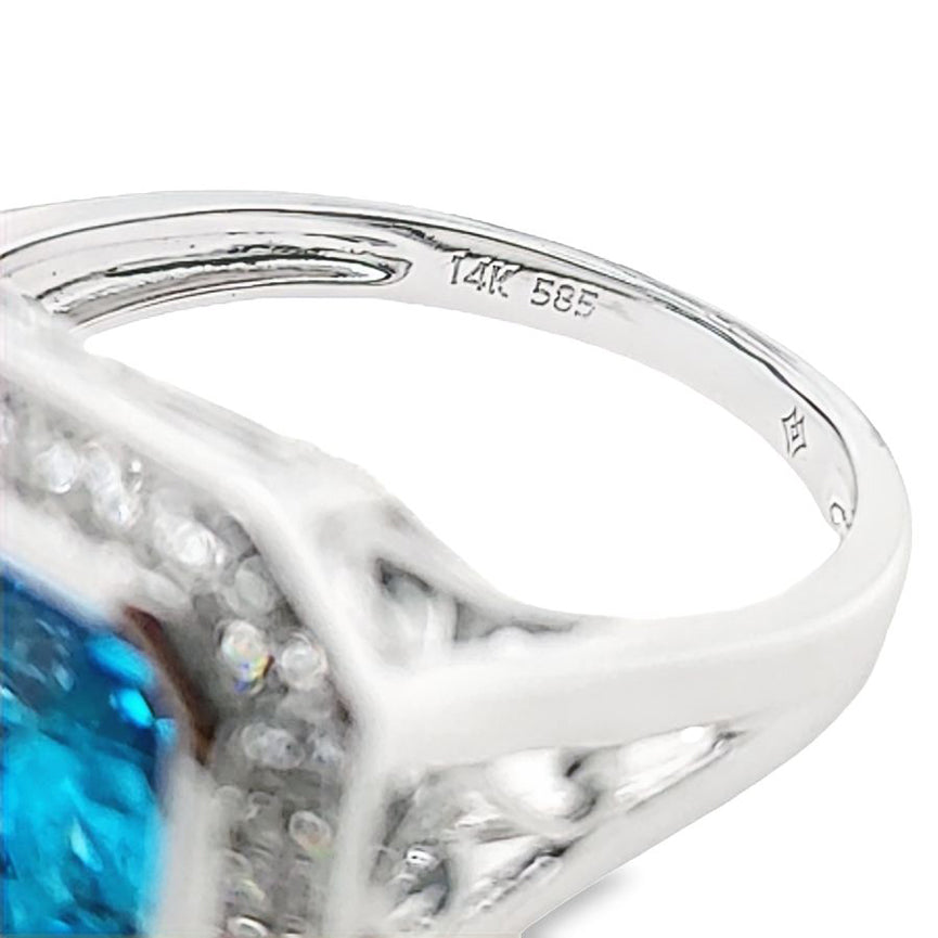 Blue Topaz and Diamond Cocktail Ring