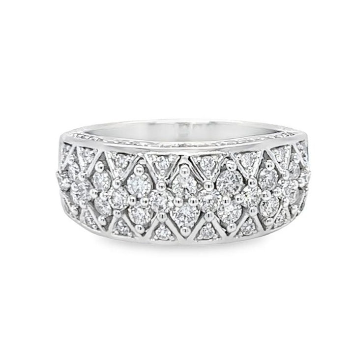 Domed Diamond and White Gold Band