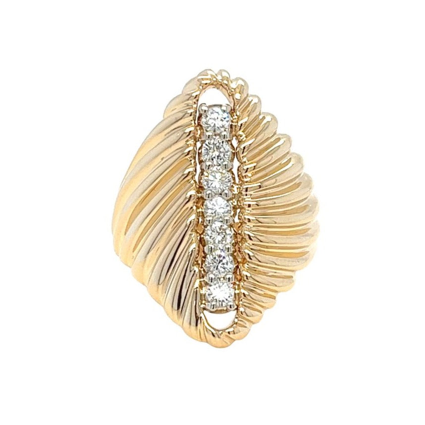 Ribbed Diamond Cocktail Ring