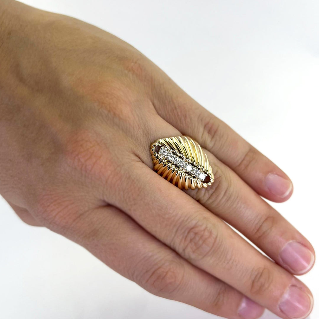 Ribbed Diamond Cocktail Ring