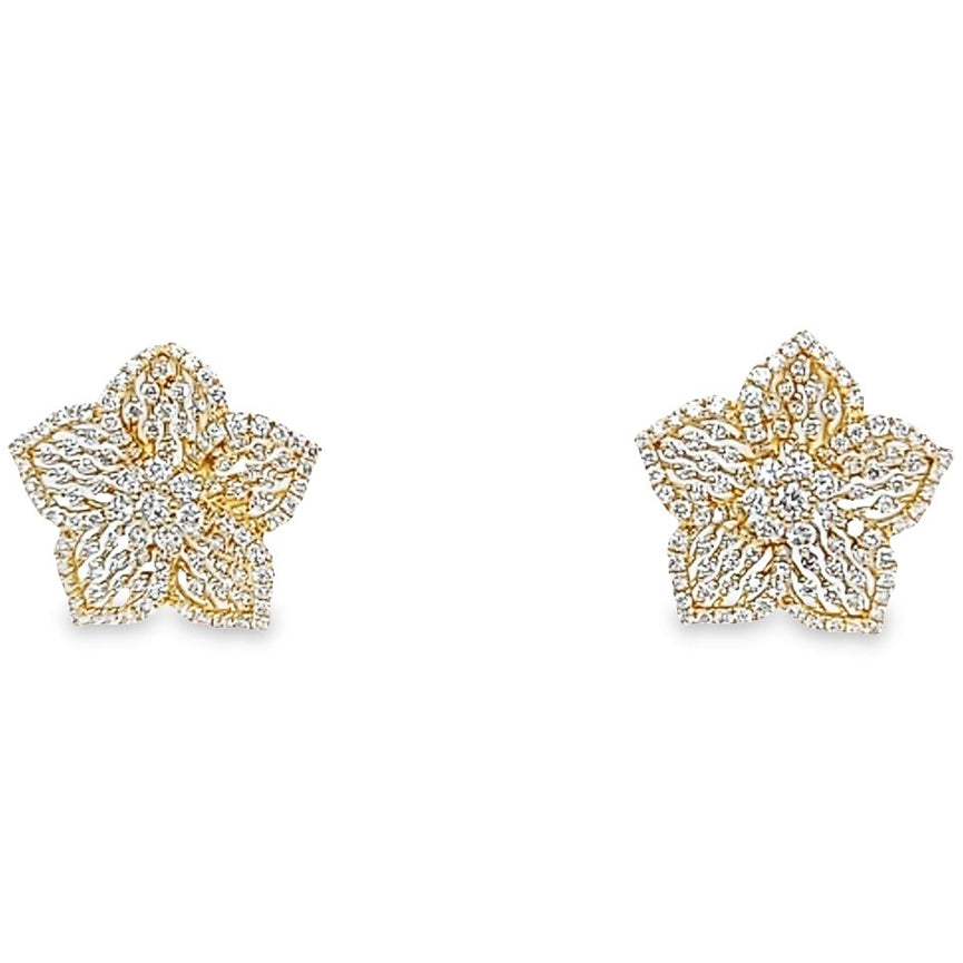 Openwork Flower Diamond Earrings