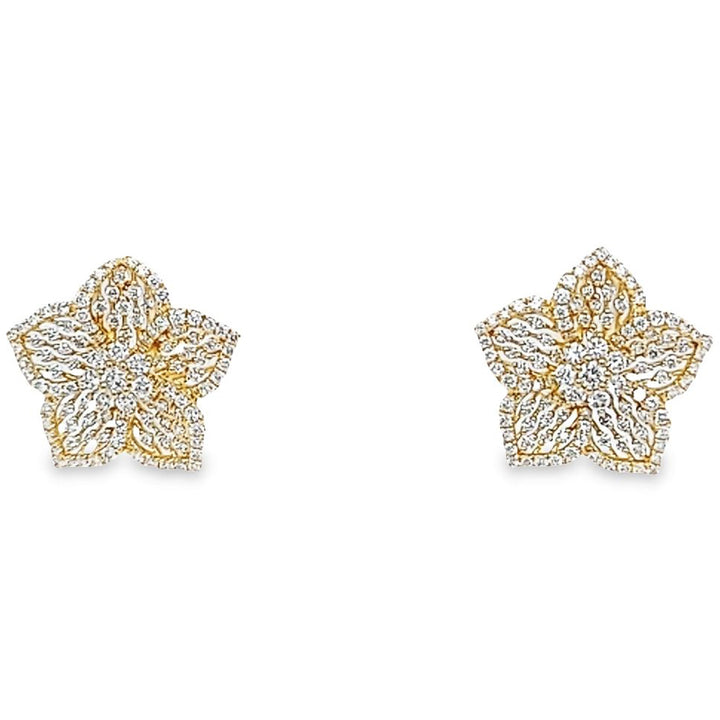 Openwork Flower Diamond Earrings