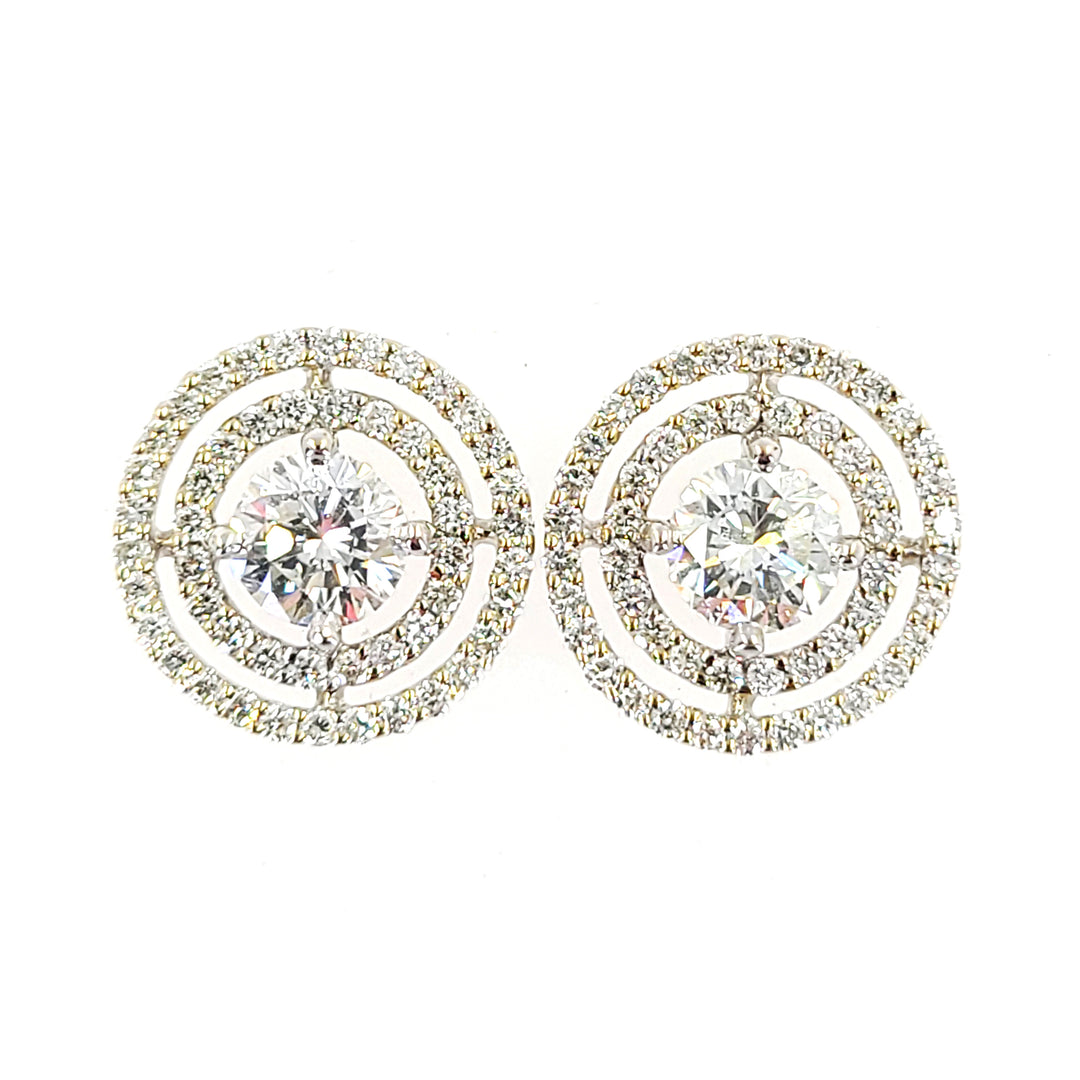 Double Halo Diamond Stud Earrings