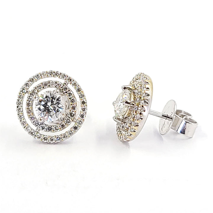 Double Halo Diamond Stud Earrings