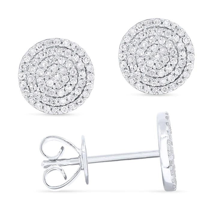 Pave Diamond Disk Stud Earrings