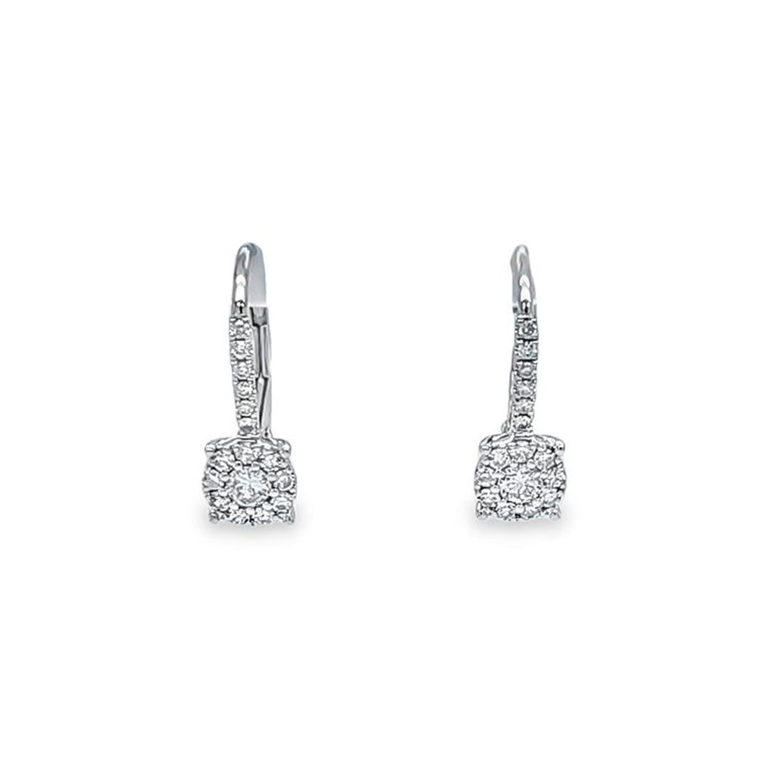 Diamond Cluster Drop Earrings