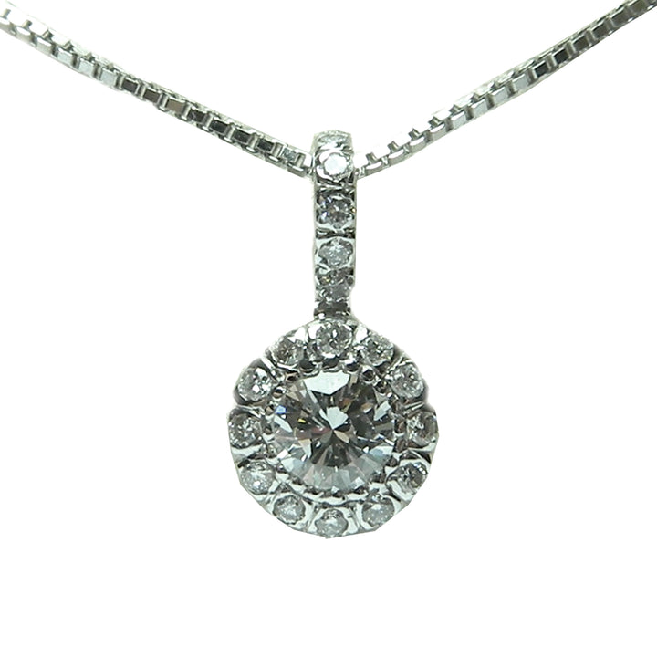 Round Halo Necklace - 0.77 cttw