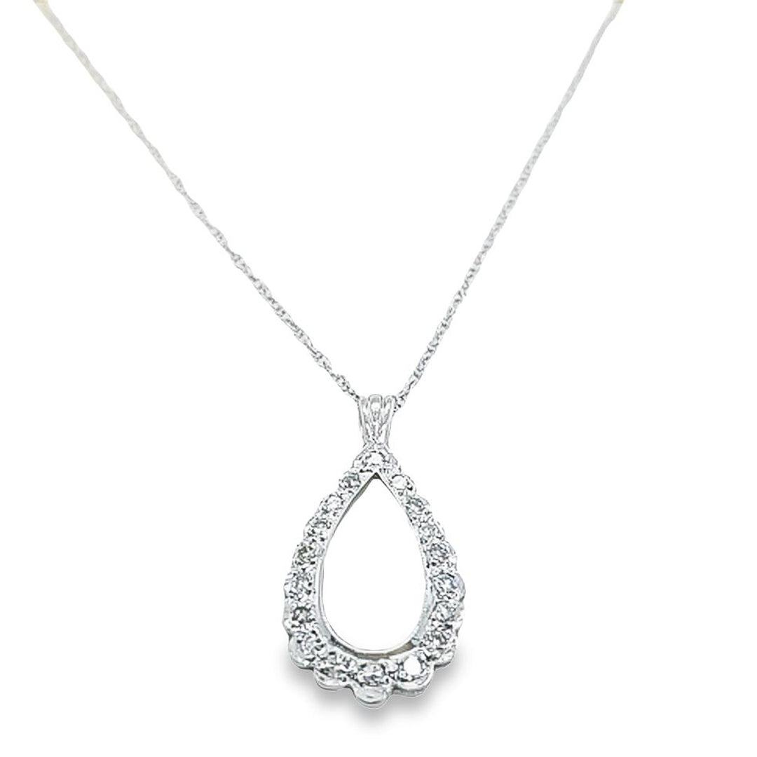 Vintage Pear Drop Diamond Pendant Necklace