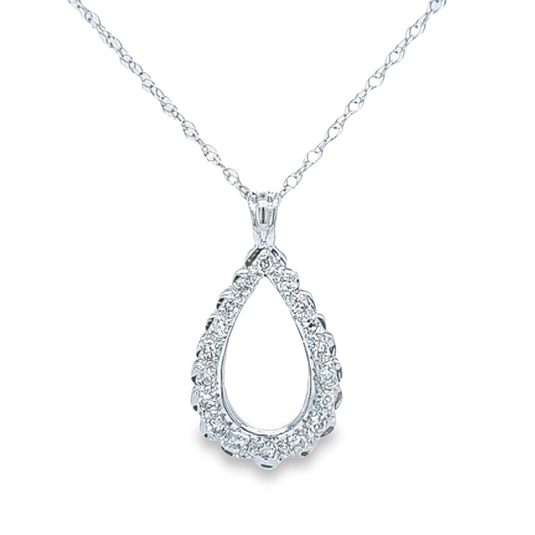 Vintage Pear Drop Diamond Pendant Necklace