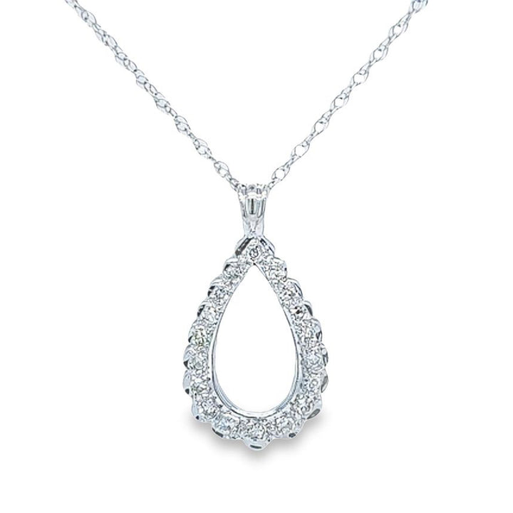 Vintage Pear Drop Diamond Pendant Necklace