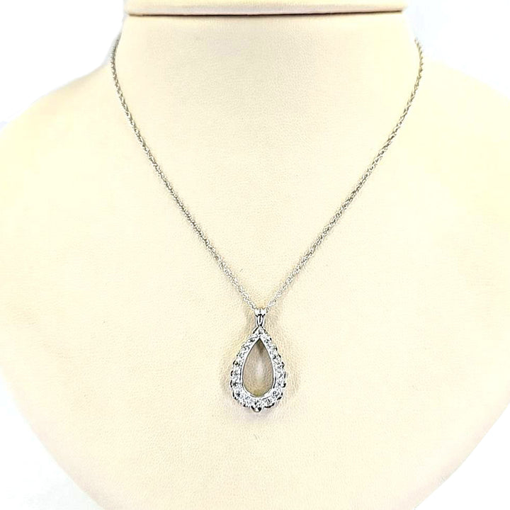 Vintage Pear Drop Diamond Pendant Necklace