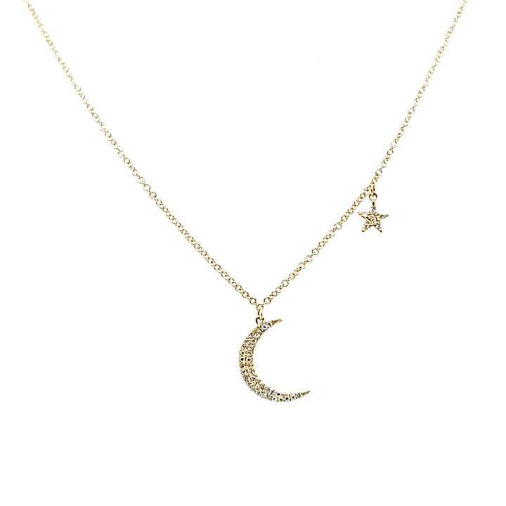 Moon and Star Diamond Necklace