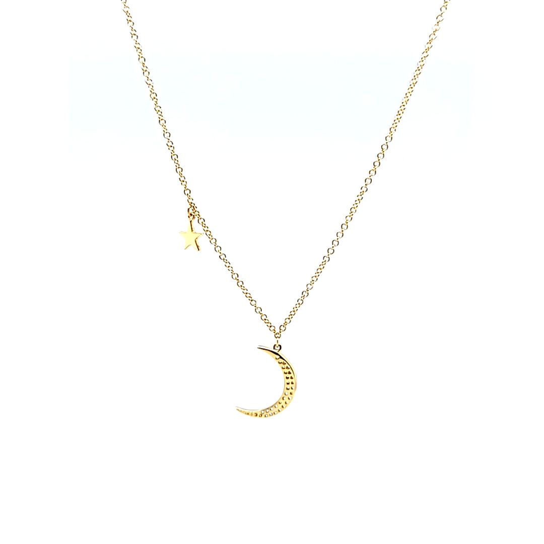 Moon and Star Diamond Necklace