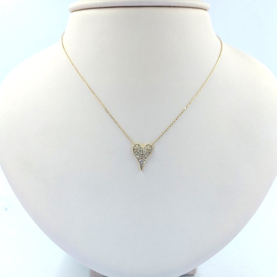 Elongated Pave Heart Necklace