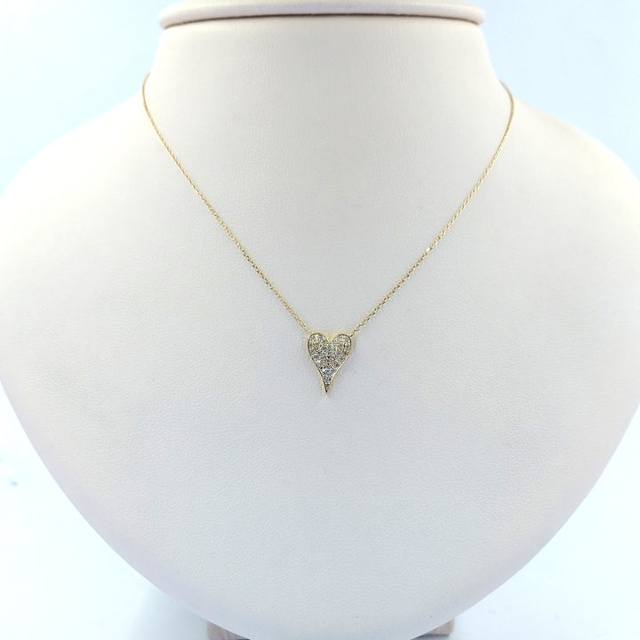 Elongated Pave Heart Necklace