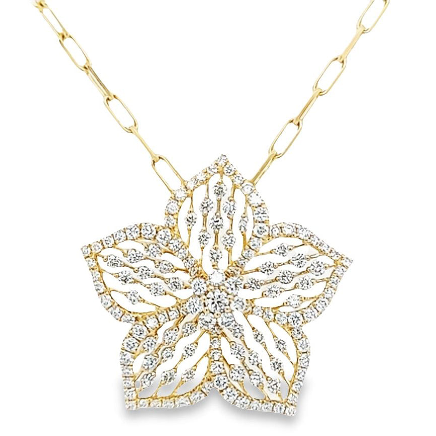 Openwork Flower Diamond Necklace