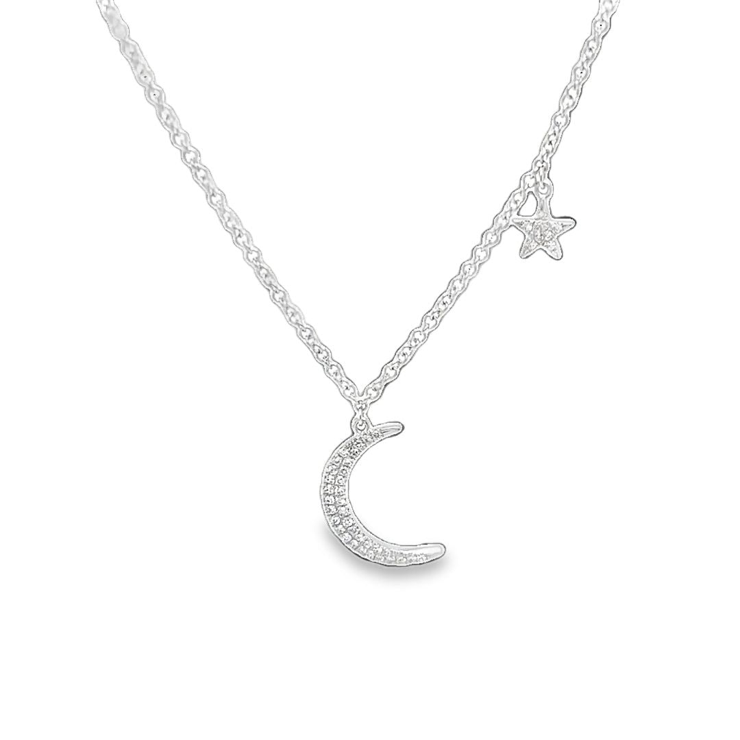 Moon and Star Diamond Necklace