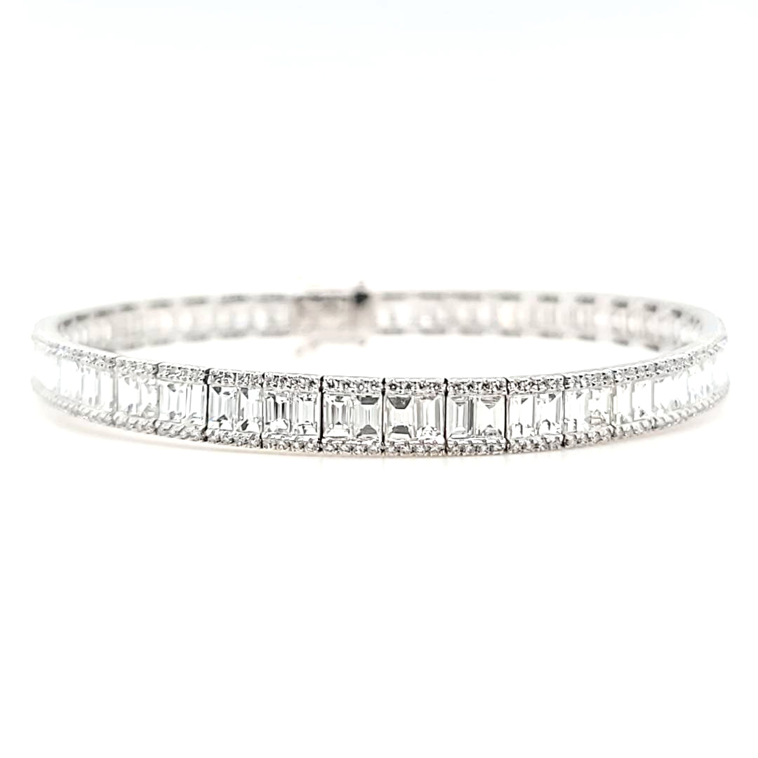 Baguette and Round Cut Diamond Bracelet