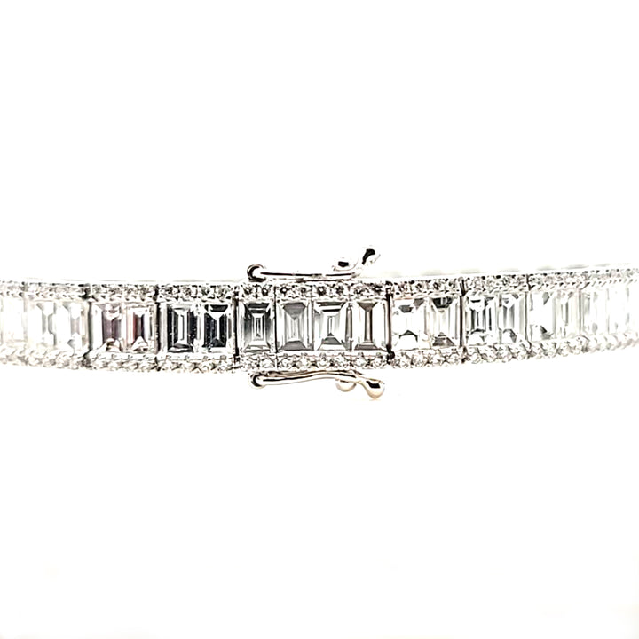 Baguette and Round Cut Diamond Bracelet