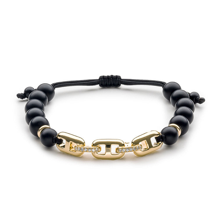 Diamond and Onyx Link Bracelet