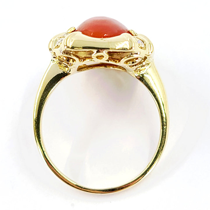 Coral and Diamond Ring