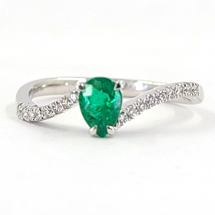 0.33 Carat Emerald and Diamond Ring