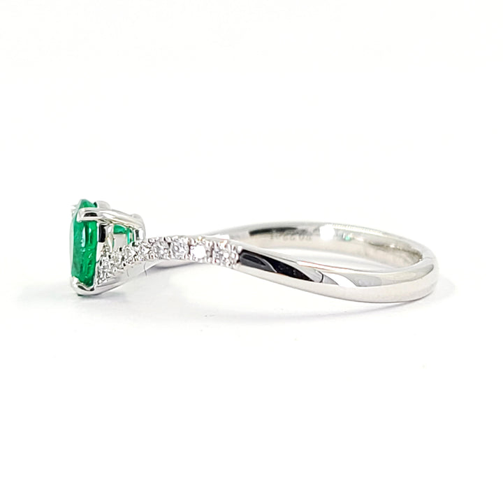 0.33 Carat Emerald and Diamond Ring