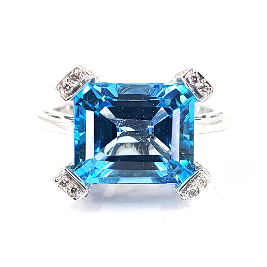 Blue Topaz and Diamond Ring