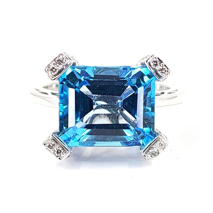 Blue Topaz and Diamond Ring