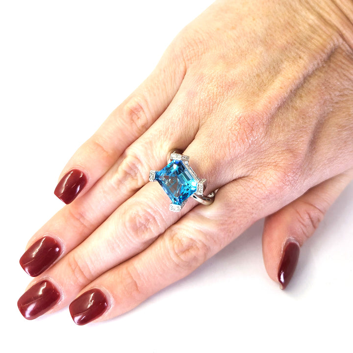 Blue Topaz and Diamond Ring