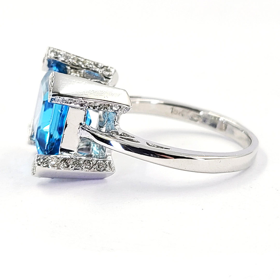 Blue Topaz and Diamond Ring