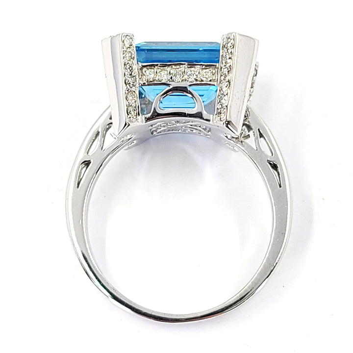 Blue Topaz and Diamond Ring