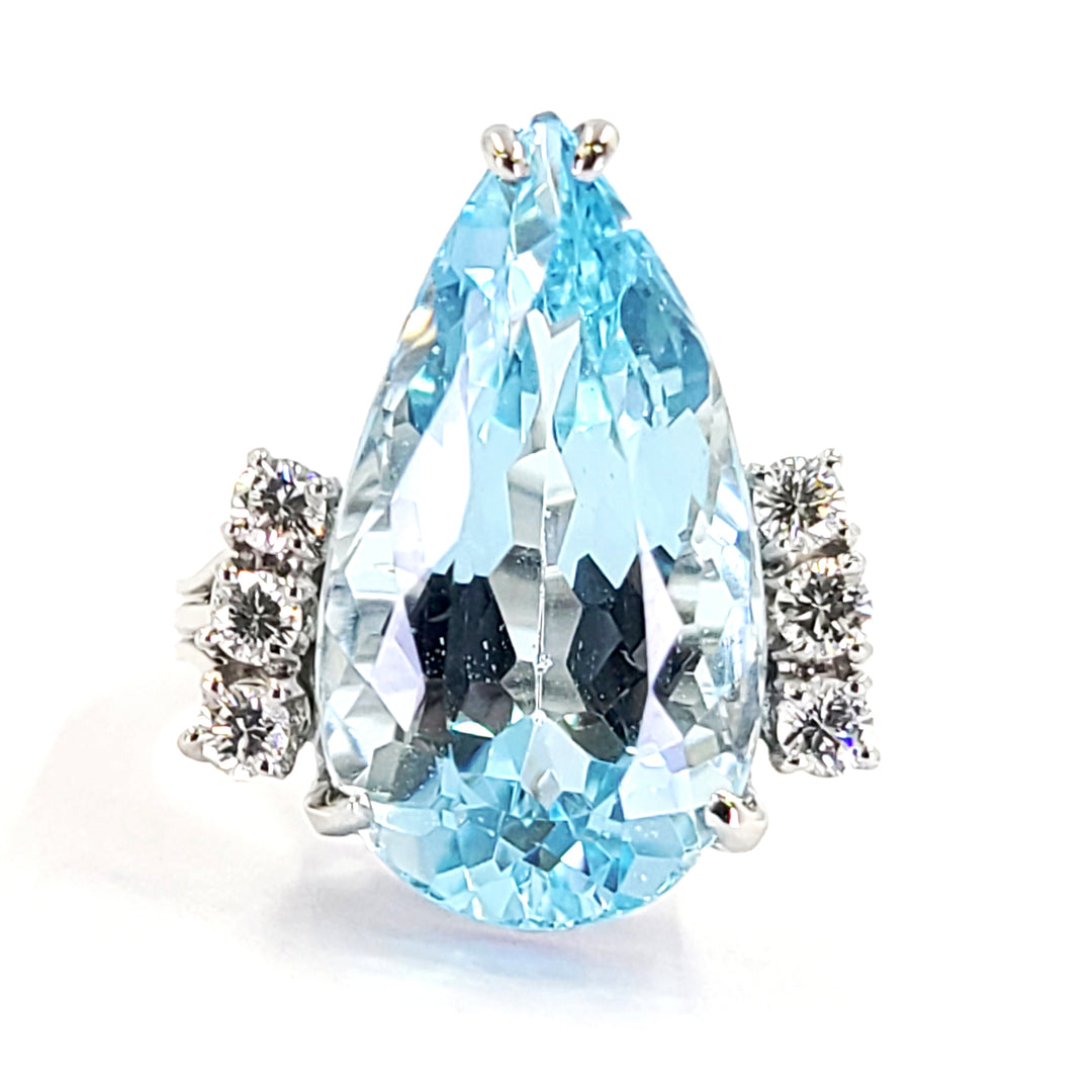 Mayors' Aquamarine and Diamond Ring