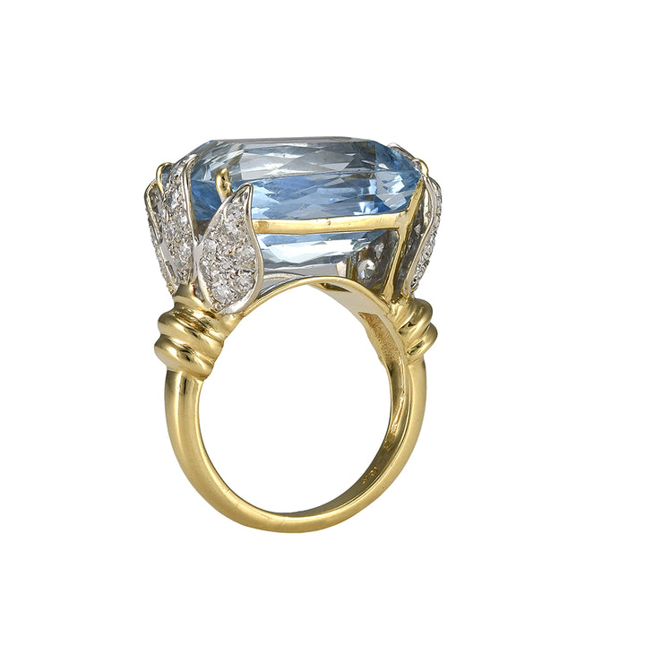 Aquamarine and Diamond Cocktail Ring