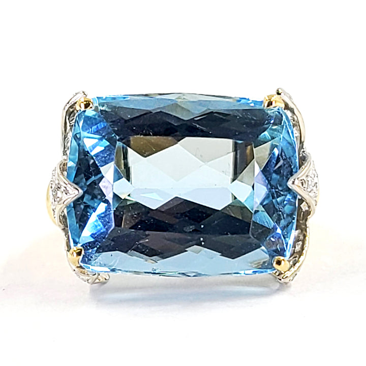 Aquamarine and Diamond Cocktail Ring