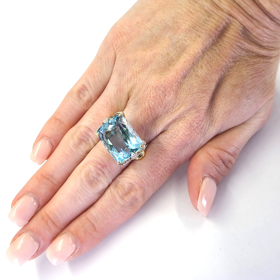 Aquamarine and Diamond Cocktail Ring