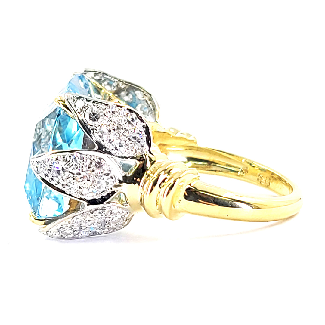 Aquamarine and Diamond Cocktail Ring