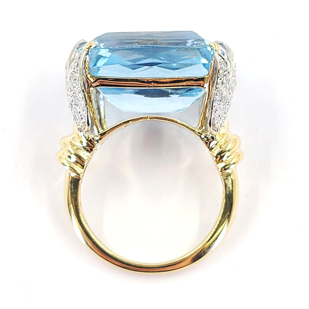 Aquamarine and Diamond Cocktail Ring