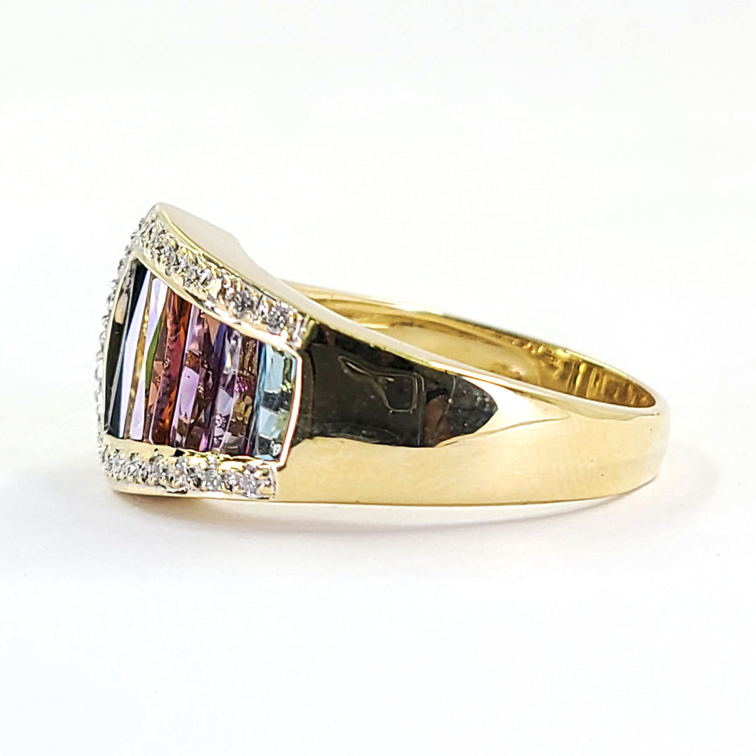 Multicolor Gemstone and Diamond Ring