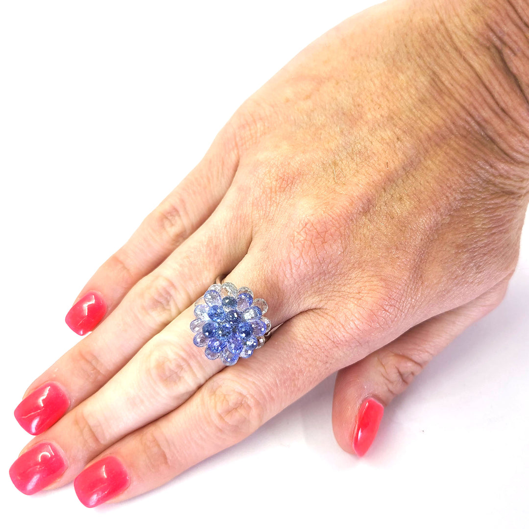 Briolette Cut Ombre Sapphire Ring