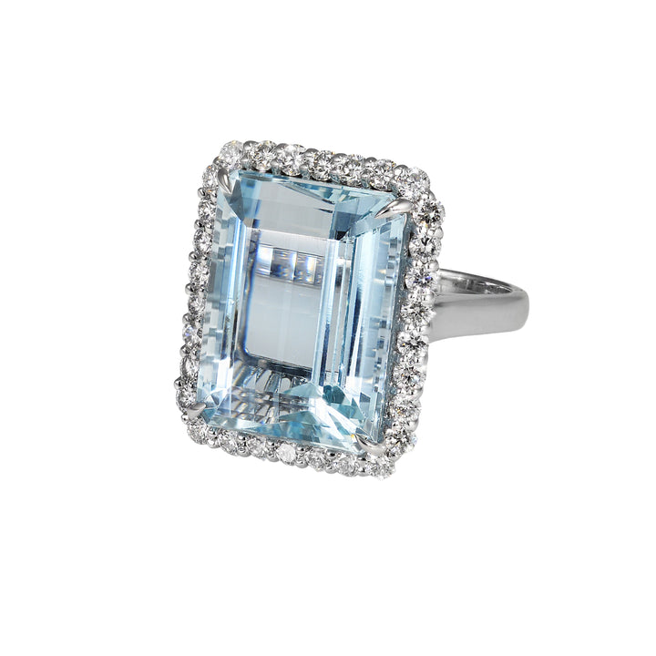 Aquamarine and Diamond Cocktail Ring