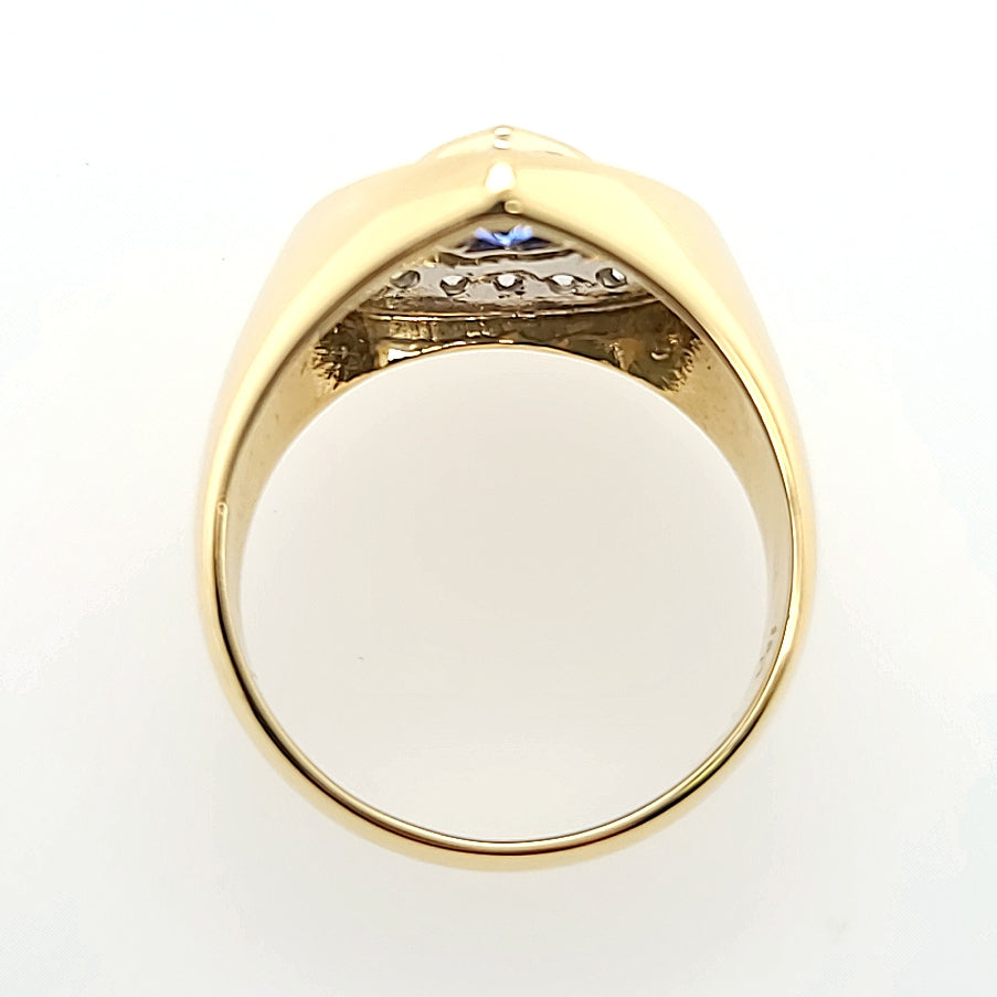 Sapphire and Diamond Wide Ring