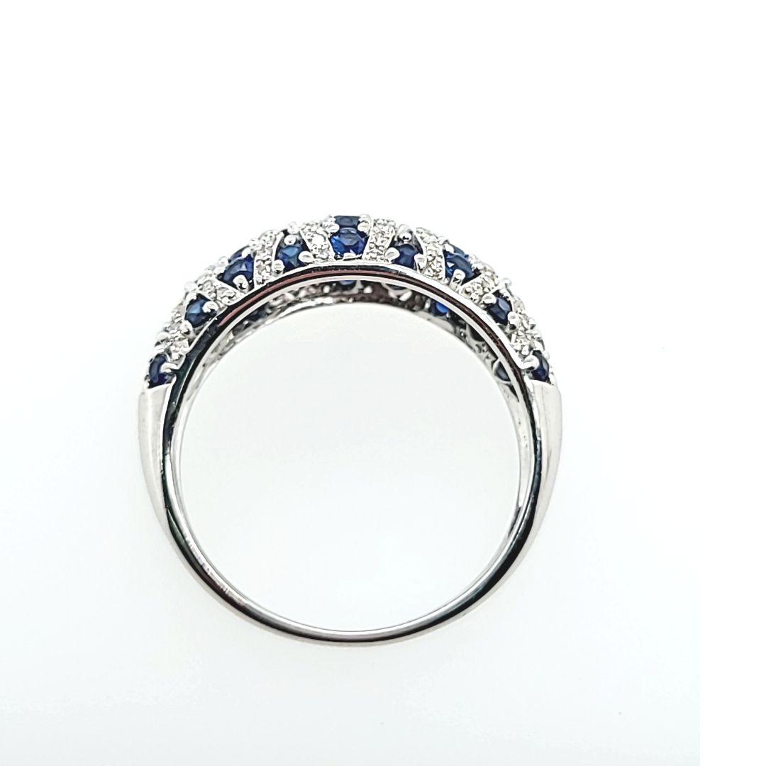 Sapphire and Diamond Wave Ring