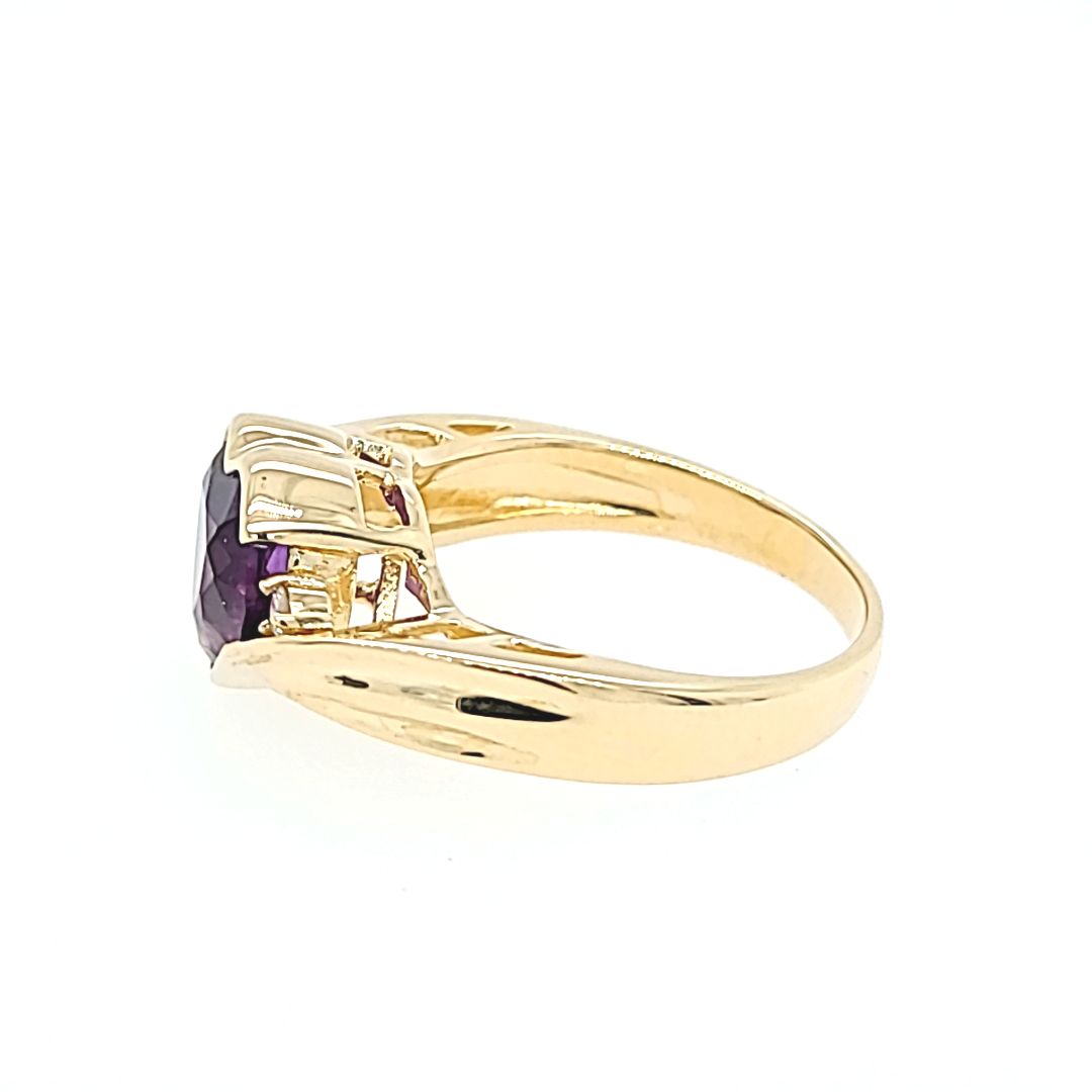 Amethyst Heart and Diamond Ring