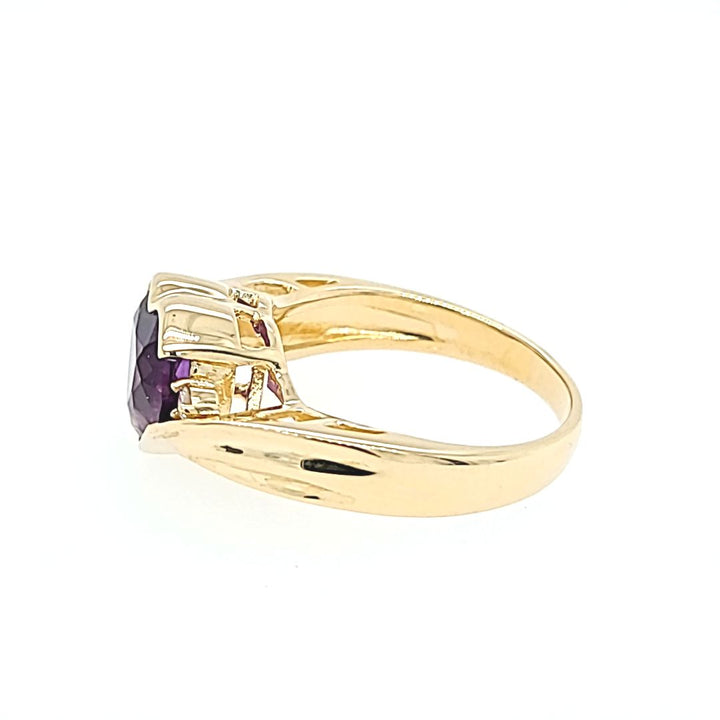 Amethyst Heart and Diamond Ring